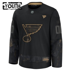 St. Louis Blues Fanatics Military Appreciation Practice Custom 2024-25 Schwarz Trikot - Kinder